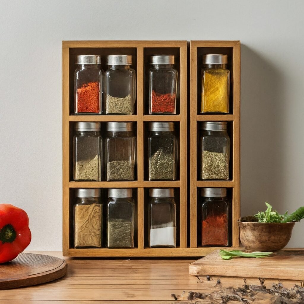 spice racks, vertical storage option in kitchen,space saving kitchen organization ideas